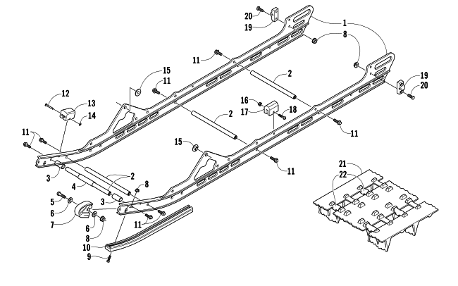 Parts Diagram for Arctic Cat 2007 M1000 EFI 153 SNOWMOBILE SLIDE RAILS AND TRACK ASSEMBLY
