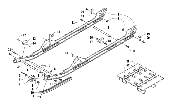Parts Diagram for Arctic Cat 2007 M6 EFI 141 SNOWMOBILE SLIDE RAILS AND TRACK ASSEMBLY