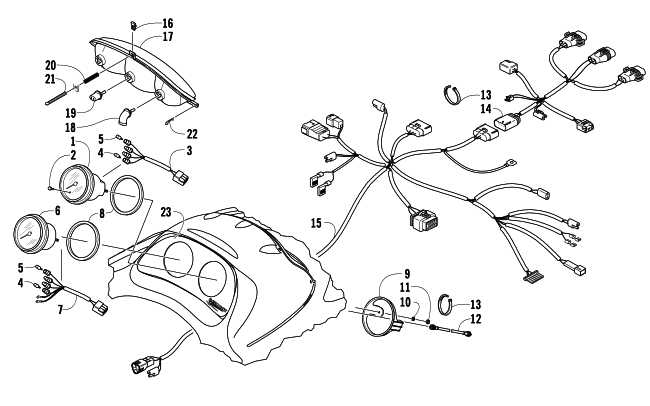 Parts Diagram for Arctic Cat 2007 BEARCAT WIDE TRACK SNOWMOBILE HEADLIGHT, INSTRUMENTS, AND WIRING ASSEMBLIES