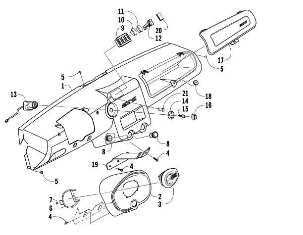 Parts Diagram for Arctic Cat 2008 PROWLER XT 650 H1 AUTOMATIC 4X4 ATV DASH ASSEMBLY