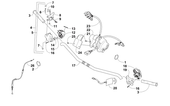 Parts Diagram for Arctic Cat 2007 F1000 EFI SNOWMOBILE HANDLEBAR AND CONTROLS