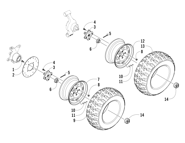 Parts Diagram for Arctic Cat 2008 PROWLER 650 H1 AUTOMATIC 4X4 ATV WHEEL AND TIRE ASSEMBLY