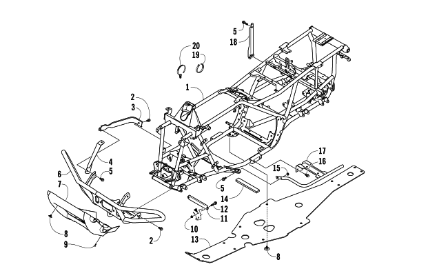 Parts Diagram for Arctic Cat 2007 650 H1 AUTOMATIC TRANSMISSION 4X4 TBX ATV FRAME AND RELATED PARTS