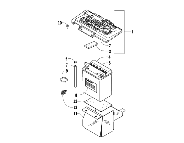 Parts Diagram for Arctic Cat 2007 650 H1 AUTOMATIC TRANSMISSION 4X4 TBX ATV BATTERY ASSEMBLY