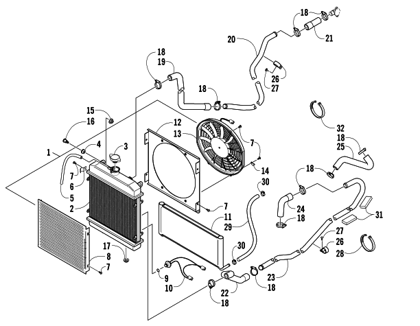 Parts Diagram for Arctic Cat 2007 PROWLER XT 650 H1 AUTOMATIC 4X4 ATV COOLING ASSEMBLY
