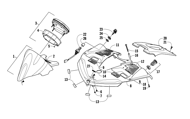 Parts Diagram for Arctic Cat 2007 F1000 EFI LXR SNOWMOBILE CONSOLE ASSEMBLY