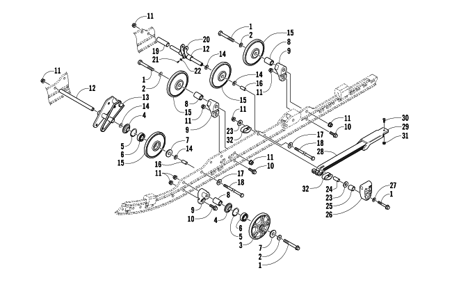 Parts Diagram for Arctic Cat 2007 BEARCAT WIDE TRACK SNOWMOBILE IDLER WHEEL ASSEMBLY