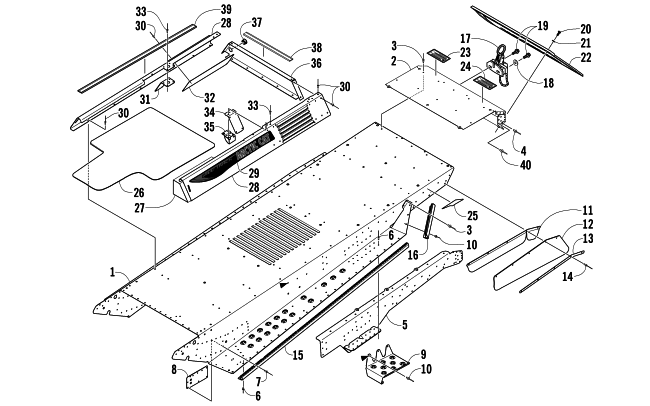 Parts Diagram for Arctic Cat 2007 BEARCAT WIDE TRACK TURBO SNOWMOBILE TUNNEL AND REAR BUMPER ASSEMBLY