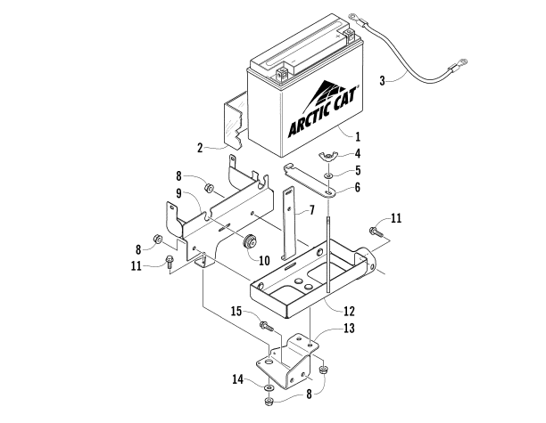 Parts Diagram for Arctic Cat 2007 BEARCAT WIDE TRACK SNOWMOBILE BATTERY ASSEMBLY