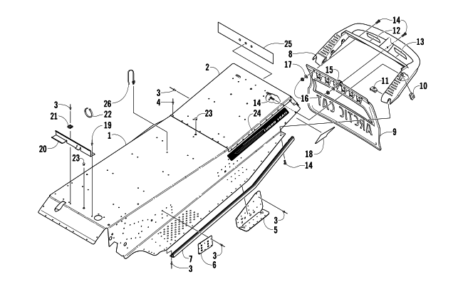 Parts Diagram for Arctic Cat 2007 T660 TURBO TRAIL SNOWMOBILE TUNNEL AND REAR BUMPER