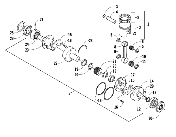 Parts Diagram for Arctic Cat 2007 F6 EFI LXR SNOWMOBILE PISTON AND CRANKSHAFT