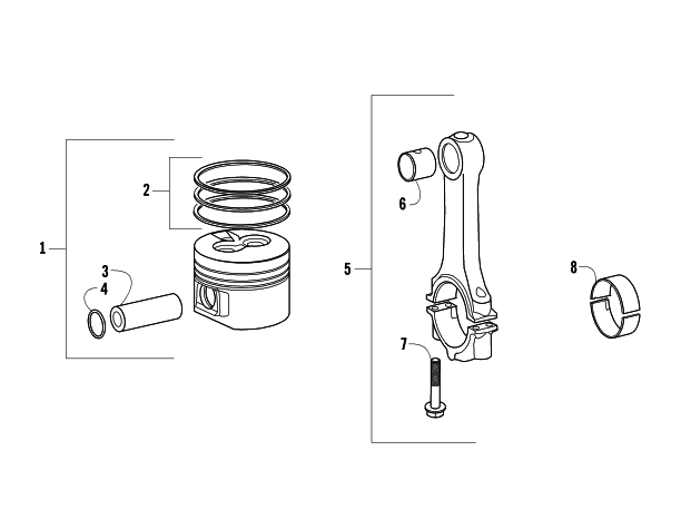 Parts Diagram for Arctic Cat 2007 700 AUTOMATIC TRANSMISSION 4X4 DIESEL ATV PISTON SET AND CONNECTING ROD ASSEMBLY