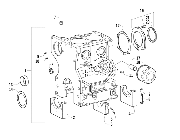 Parts Diagram for Arctic Cat 2011 700 DIESEL ATV CRANKCASE, CRANKSHAFT SUPPORT, AND OIL FILTER ASSEMBLIES