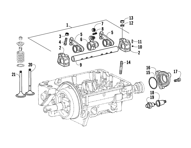 Parts Diagram for Arctic Cat 2008 700 AUTOMATIC TRANSMISSION 4X4 DIESEL ATV ROCKER ARM, VALVES, AND OIL SWITCH ASSEMBLIES