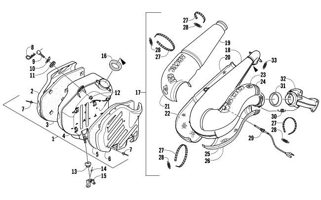Parts Diagram for Arctic Cat 2007 F6 EFI SNO PRO SNOWMOBILE EXHAUST ASSEMBLY
