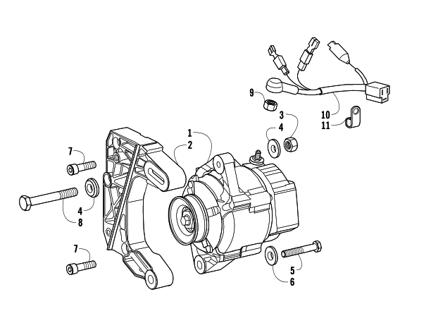 Parts Diagram for Arctic Cat 2008 700 AUTOMATIC TRANSMISSION 4X4 DIESEL ATV EXTERNAL ALTERNATOR ASSEMBLY