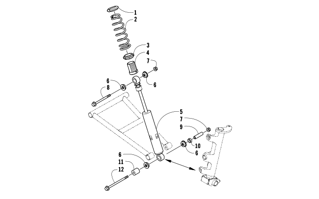 Parts Diagram for Arctic Cat 2008 BEARCAT 570 LONG TRACK SNOWMOBILE FRONT SUSPENSION SHOCK ABSORBER ASSEMBLY