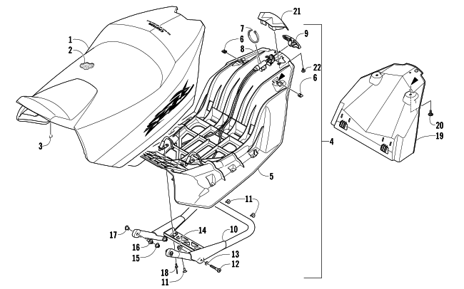 Parts Diagram for Arctic Cat 2007 F6 EFI LXR SNOWMOBILE SEAT ASSEMBLY