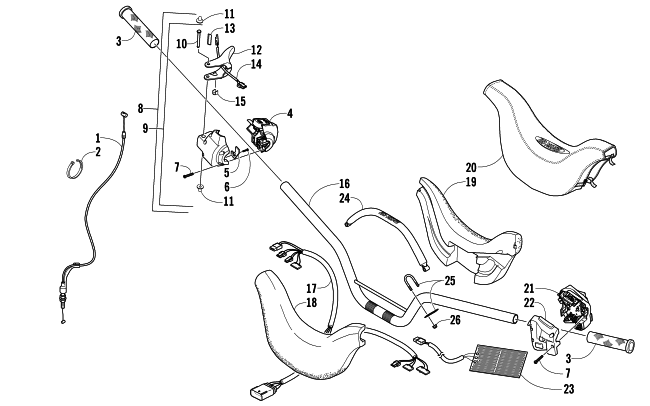 Parts Diagram for Arctic Cat 2007 BEARCAT WIDE TRACK TURBO SNOWMOBILE HANDLEBAR AND CONTROLS