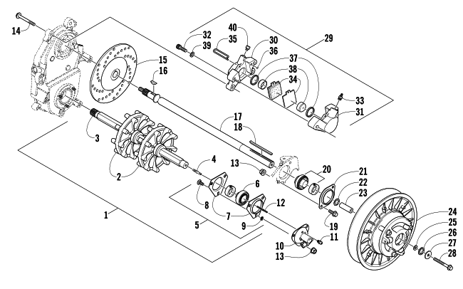 Parts Diagram for Arctic Cat 2007 Z 570 LX SNOWMOBILE DRIVE TRAIN SHAFT AND BRAKE ASSEMBLIES