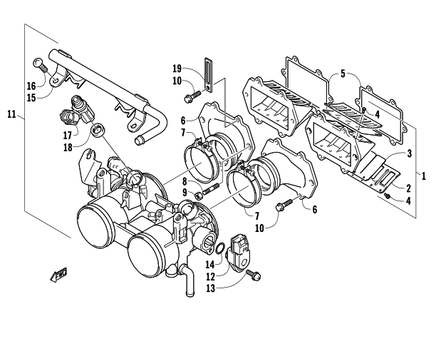 Parts Diagram for Arctic Cat 2016 ZR 4000 LXR 129 SNOWMOBILE REED VALVE/THROTTLE BODY ASSEMBLY