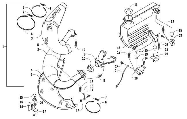 Parts Diagram for Arctic Cat 2007 PANTHER 570 SNOWMOBILE EXHAUST ASSEMBLY