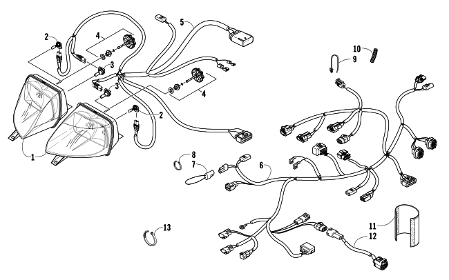 Parts Diagram for Arctic Cat 2007 F5 EFI SNOWMOBILE HEADLIGHT AND WIRING ASSEMBLIES