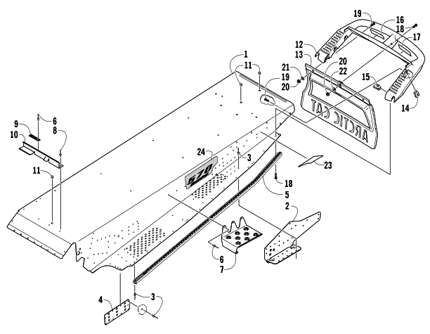 Parts Diagram for Arctic Cat 2007 PANTHER 570 SNOWMOBILE TUNNEL AND REAR BUMPER