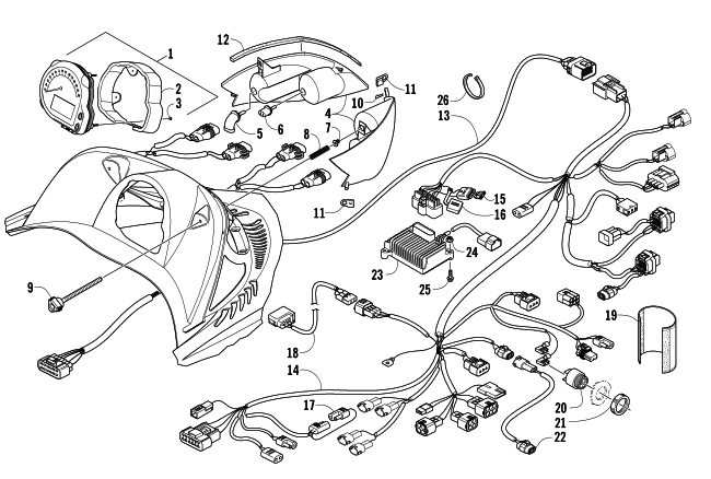 Parts Diagram for Arctic Cat 2007 CROSSFIRE 1000 EFI SNO PRO SNOWMOBILE HEADLIGHT, INSTRUMENTS, AND WIRING ASSEMBLIES