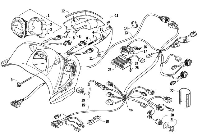 Parts Diagram for Arctic Cat 2007 CROSSFIRE 500 EFI SNOWMOBILE HEADLIGHT, INSTRUMENTS, AND WIRING ASSEMBLIES