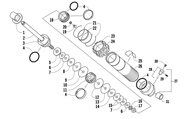 Parts Diagram for Arctic Cat 2011 F8 LXR SNO PRO LTD SNOWMOBILE REAR SUSPENSION FRONT ARM SHOCK ABSORBER