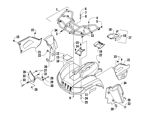 Parts Diagram for Arctic Cat 2007 700 AUTOMATIC TRANSMISSION 4X4 DIESEL ATV FRONT BODY PANEL ASSEMBLY