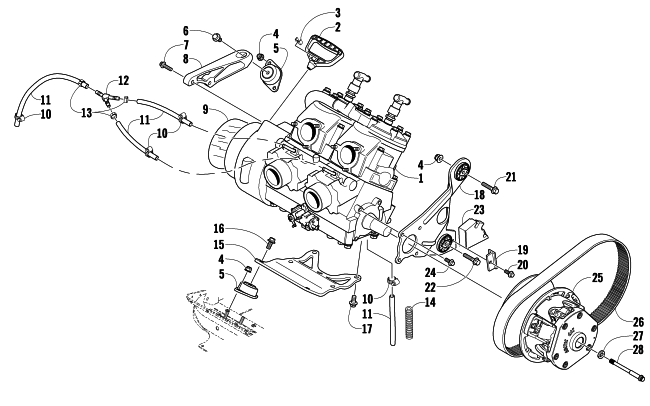 Parts Diagram for Arctic Cat 2007 F5 EFI SNOWMOBILE ENGINE AND RELATED PARTS