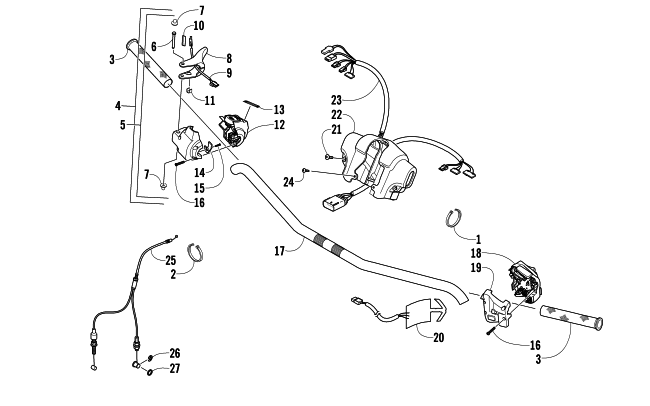 Parts Diagram for Arctic Cat 2007 F5 EFI LXR SNOWMOBILE HANDLEBAR AND CONTROLS