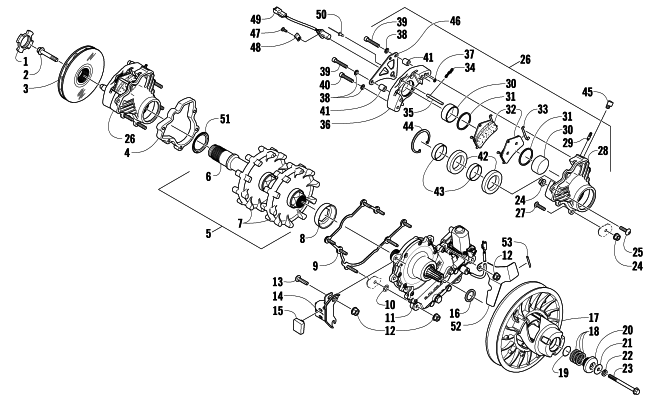 Parts Diagram for Arctic Cat 2007 JAGUAR Z1 1100 EFI SNOWMOBILE DRIVE TRAIN SHAFT AND BRAKE ASSEMBLIES