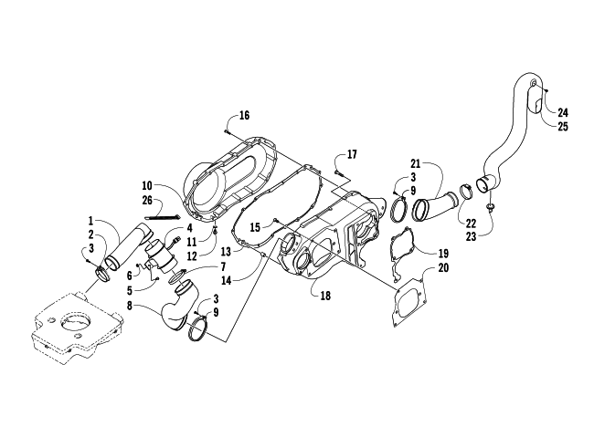 Parts Diagram for Arctic Cat 2008 700 AUTOMATIC TRANSMISSION 4X4 DIESEL ATV CASE/BELT COOLING ASSEMBLY