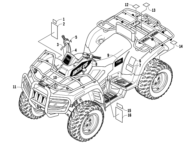 Parts Diagram for Arctic Cat 2007 700 AUTOMATIC TRANSMISSION 4X4 DIESEL ATV DECALS