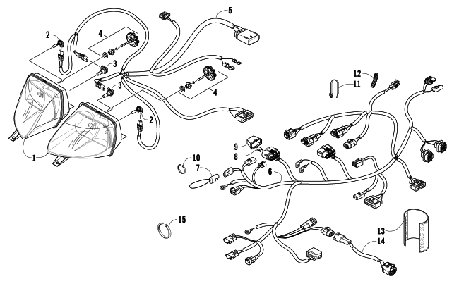 Parts Diagram for Arctic Cat 2007 F5 EFI LXR SNOWMOBILE HEADLIGHT AND WIRING ASSEMBLIES