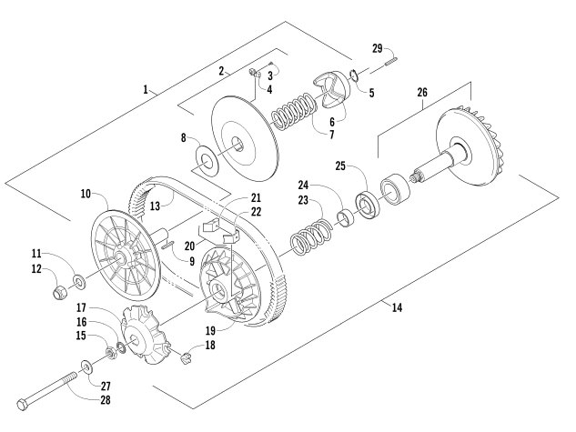 Parts Diagram for Arctic Cat 2008 700 AUTOMATIC TRANSMISSION 4X4 DIESEL ATV CLUTCH AND DRIVE BELT ASSEMBLIES