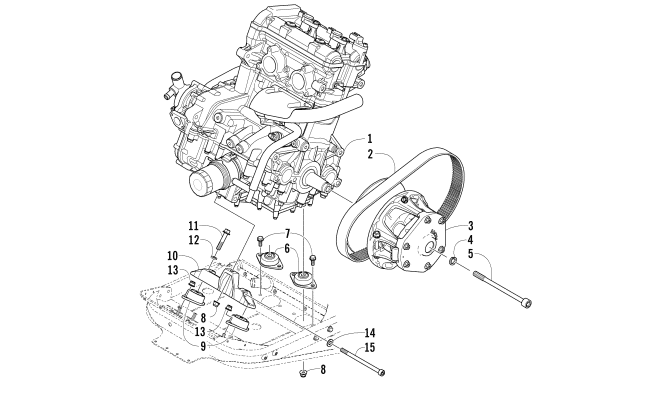 Parts Diagram for Arctic Cat 2008 JAGUAR Z1 1100 EFI SNO PRO SNOWMOBILE ENGINE AND RELATED PARTS