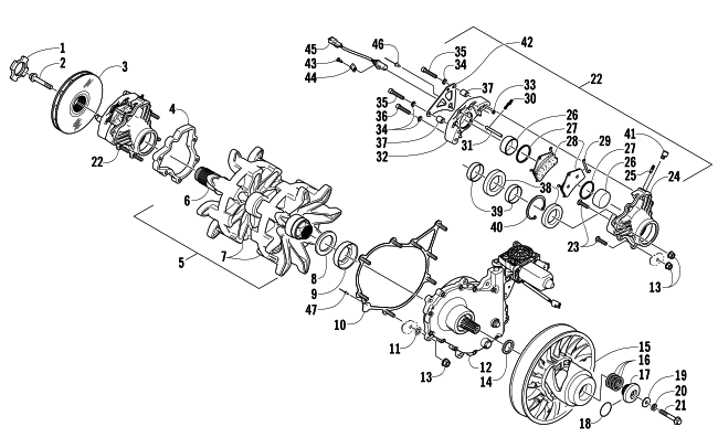 Parts Diagram for Arctic Cat 2007 M8 EFI 153 SNOWMOBILE DRIVE TRAIN SHAFT AND BRAKE ASSEMBLIES