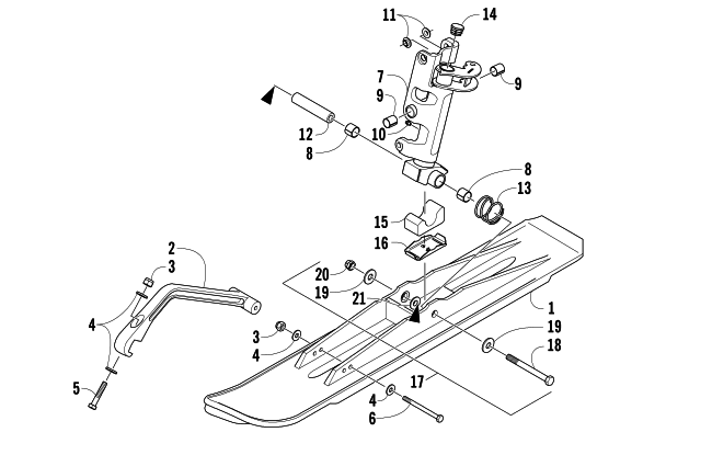 Parts Diagram for Arctic Cat 2007 AC 600 MODIFIED SNO PRO SNOWMOBILE SKI AND SPINDLE ASSEMBLY