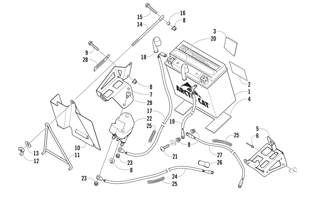 Parts Diagram for Arctic Cat 2007 F8 EFI LXR SNOWMOBILE BATTERY AND TRAY ASSEMBLY