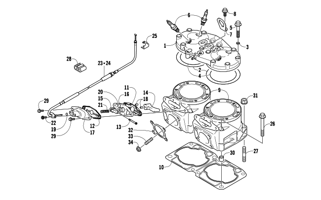 Parts Diagram for Arctic Cat 2008 M8 EFI 153 SNOWMOBILE CYLINDER AND HEAD ASSEMBLY