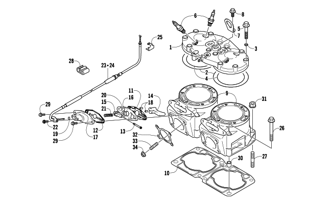 Parts Diagram for Arctic Cat 2008 F8 EFI LXR SNOWMOBILE CYLINDER AND HEAD ASSEMBLY
