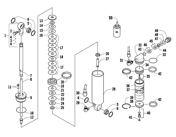 Parts Diagram for Arctic Cat 2007 AC 600 MODIFIED SNO PRO SNOWMOBILE REAR SUSPENSION REAR ARM SHOCK ABSORBER