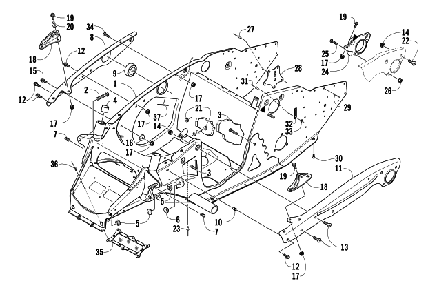 Parts Diagram for Arctic Cat 2007 AC 600 MODIFIED SNO PRO SNOWMOBILE FRONT FRAME ASSEMBLY