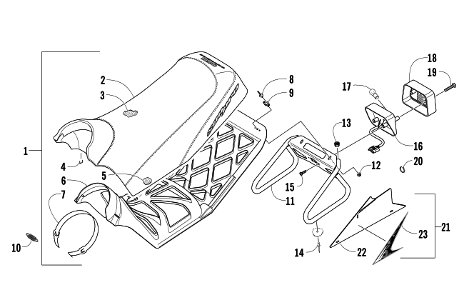 Parts Diagram for Arctic Cat 2007 AC 600 MODIFIED SNO PRO SNOWMOBILE SEAT ASSEMBLY