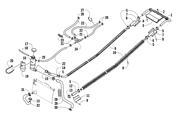 Parts Diagram for Arctic Cat 2007 M1000 EFI 162 SNO PRO SNOWMOBILE COOLING ASSEMBLY
