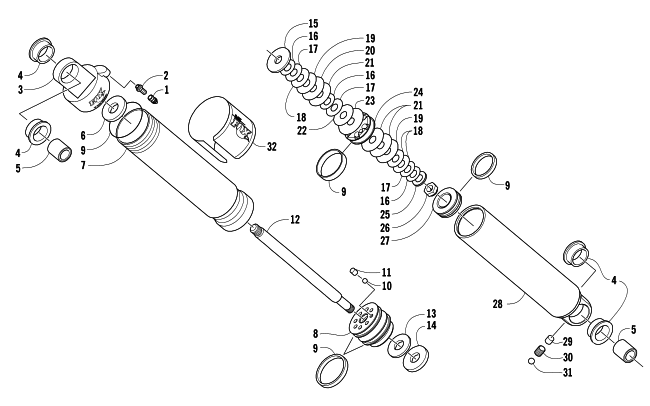 Parts Diagram for Arctic Cat 2008 M1000 EFI 162 SNO PRO LIMITED EDITION SNOWMOBILE FRONT SUSPENSION SHOCK ABSORBER